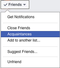 Setting a friend as an acquaintance on Facebook