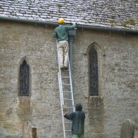 Man up a ladder