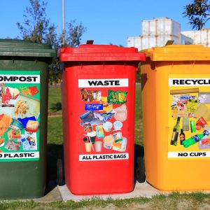3 recycling bins