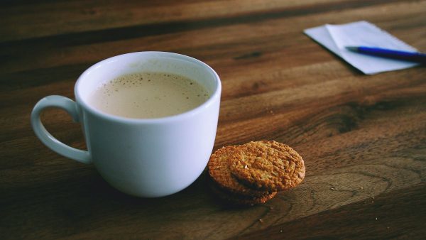 coffee and biscuits on a table