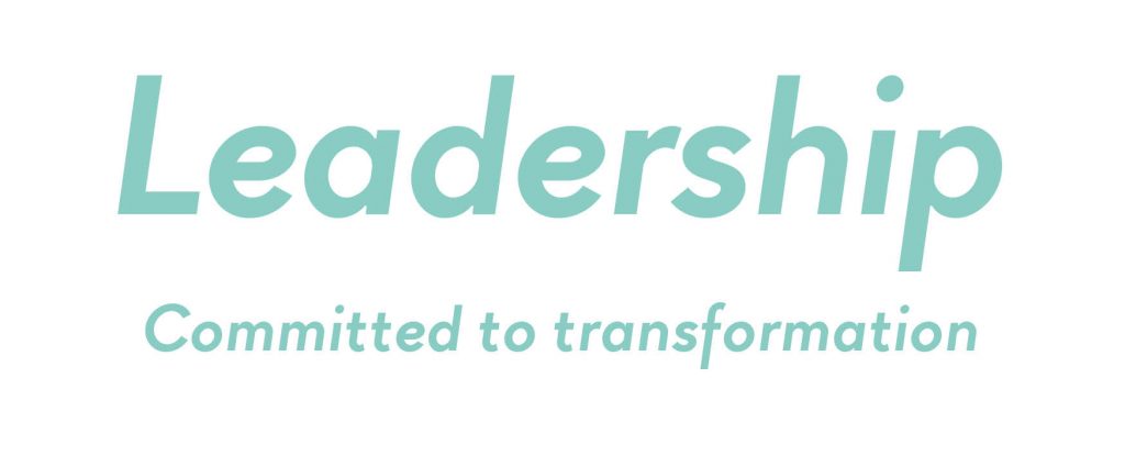 The word Leadership spelt out, with Committed to Transformation written underneath.