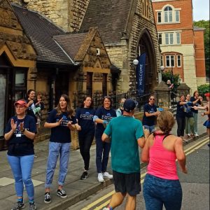 The church cheers on runners in the Cheltenham half marathon