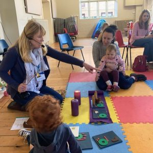 Sallie Mumford in action, leading a toddler group