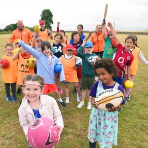 Group of children at a Sportily Holiday camp day 2022