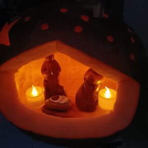 A Christian-themed pumpkin