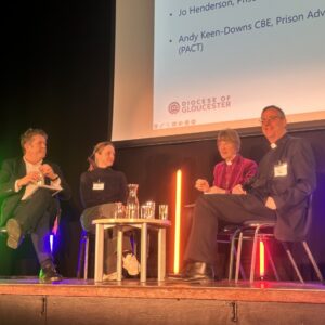 Panellists: The Ven James Ridge, Chaplain General, HMPPS; Jo Henderson (Prison Fellowship), Bishop Rachel and Andy Keen-Downs (Pact). 