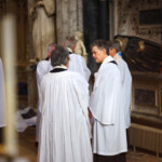 Clergy robing in the Eastern Lady Chapel ahead of the Chrism Eucharist