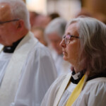 Praying during the service