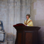 Bishop Rachel gives the sermon during the Chrism Eucharist at Gloucester Cathedral